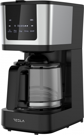 Cafetiera digitala Tesla CMF200BX, display digital, 900W, capacitate 12 cani, controlul intentsitatii,1.25L, Negru/Inox [2]