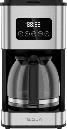 BUCATARIE - Cafetiera digitala Tesla CMF201BX, display digital, capacitate 12 cani, controlul intensitatii,900W, 1.5L, Inox