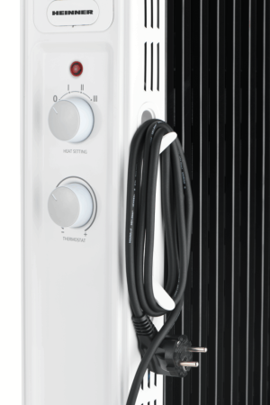 Calorifer cu ulei HEINNER HOH-M13WH-BK, 13 elementi, 1000W/1300W/2500W, Termostat adjustabil, Protectie supraincalzire, Protectie in caz de rasturnare, Roti, Spatiu depozitare cablu, Alb cu negru [2]