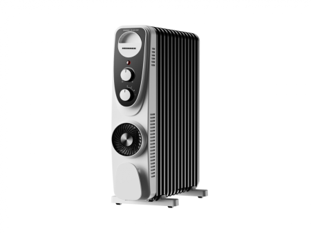 Calorifer Electric cu Ulei Heinner HOH-MVT13WH-BK, 2500 W, 13 Elemenți, Ventilator Turbo, 3 Trepte de Putere 1000/1500/2500 W, Termostat Reglabil, Protecție Supraîncălzire și Răsturnare, Alb/Negru [4]
