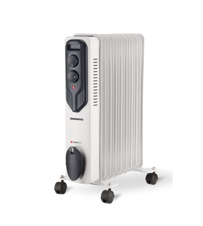 Calorifer electric cu ulei Daewoo, 2000 W, 9 elementi, 3 canale de ulei, 3 nivele de putere, termostat reglabil, protectie supraincalzire, indicator luminos, role de deplasare [0]