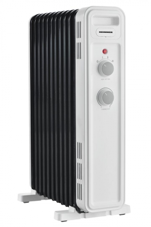 BRICOLAJ - Calorifer electric cu ulei Heinner HOH-M11WH-BK, 11 elementi, 2500 W, 3 setari de temperatura, Termostat ajustabil, Protectie supraincalzire, Alb/Negru