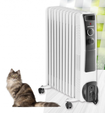 Calorifer electric cu ulei Heinner HOH-Y11WB, 2500 W, 11 elementi, supraincalzire, termostat reglabil, alb [1]