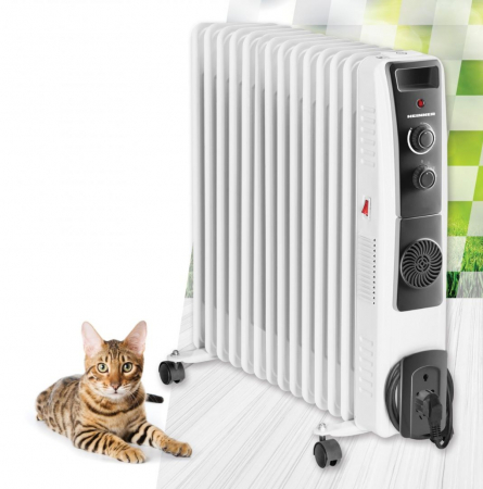 Calorifer electric cu ulei Heinner HOH-YV13BK, 2500 W, 13 elementi, ventilator 400W, protectie supraincalzire, alb [1]