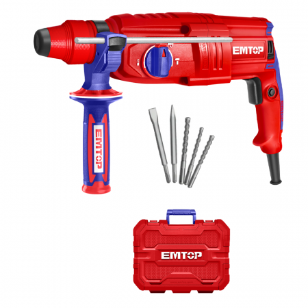 BRICOLAJ - Ciocan electric rotopercutor, 800W, 2.5J, 3 burghie si 2 dalti incluse, cutie de transport - ERHRL801, EMTOP