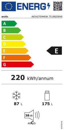 Combina frigorifica Arctic AK54270M40W, 262 l, H 170,8 cm, Garden Fresh, Eco Led, Termostat ajustabil, Alb [5]