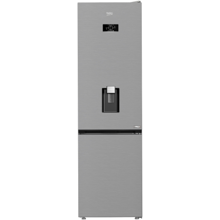 Marelvi - Combina frigorifica Beko, 355l, Clasa E, NoFrost, Display, dozator apa, AeroFlow, HarvestFresh, H 203.5, Melat Look