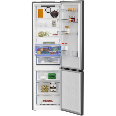 Combina frigorifica Beko, 355l, NoFrost, Clasa E, Display, HarvestFresh, AeroFlow, Iluminare LED, H 203.5, Dark Inox [2]
