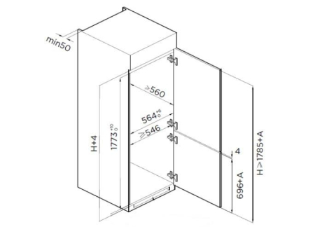Combina frigorifica Incorporabila HEINNER HC-BIM271INVE++, 271L, Clasa E, COMPRESOR INVERTER, Display cu leduri (in interior), Functie super racire/super congelare [1]