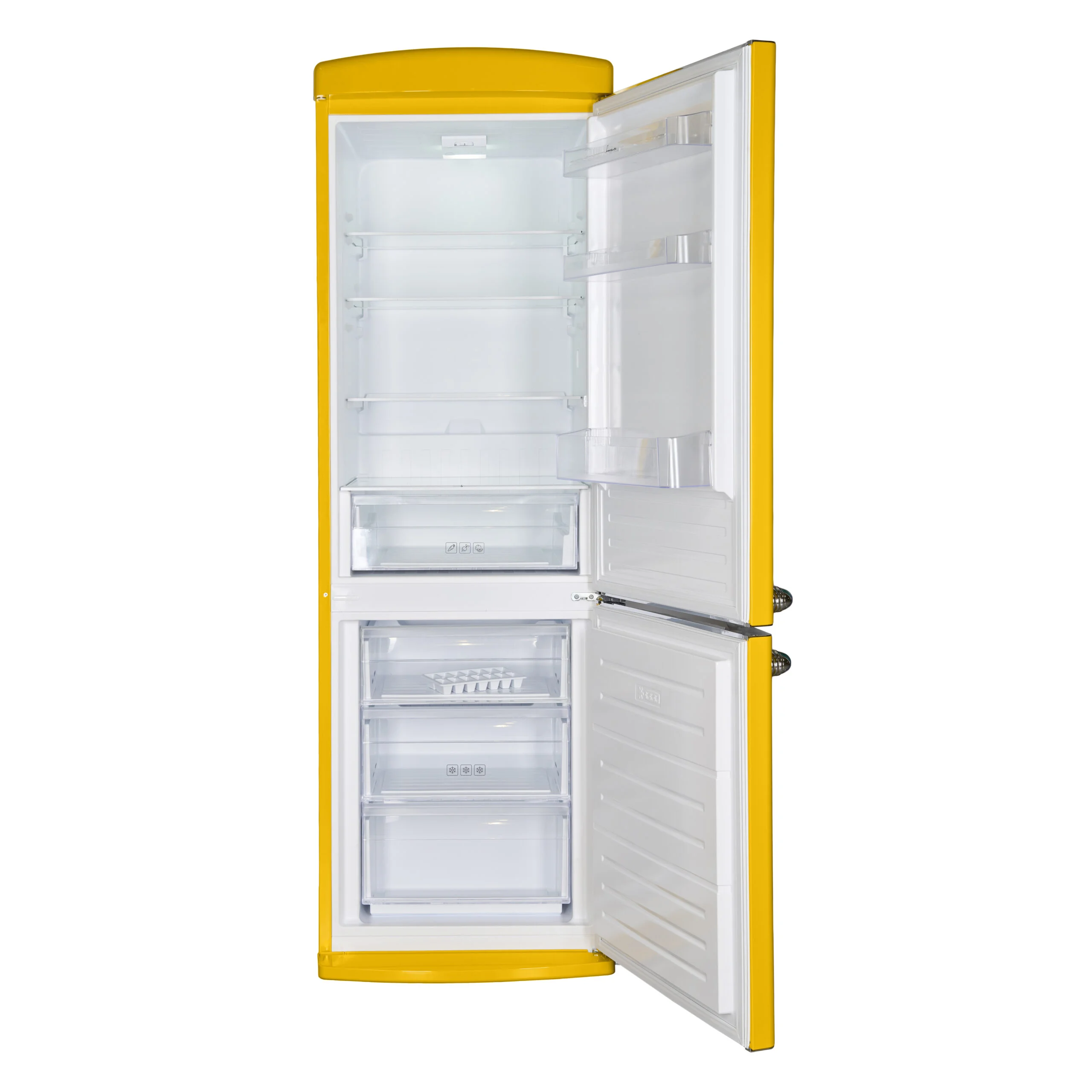 Combina frigorifica Fram FC-VRR341YLE++, 340l, Iluminare LED, Control mecanic cu termostat ajustabil, Clasa E, Galben [6]