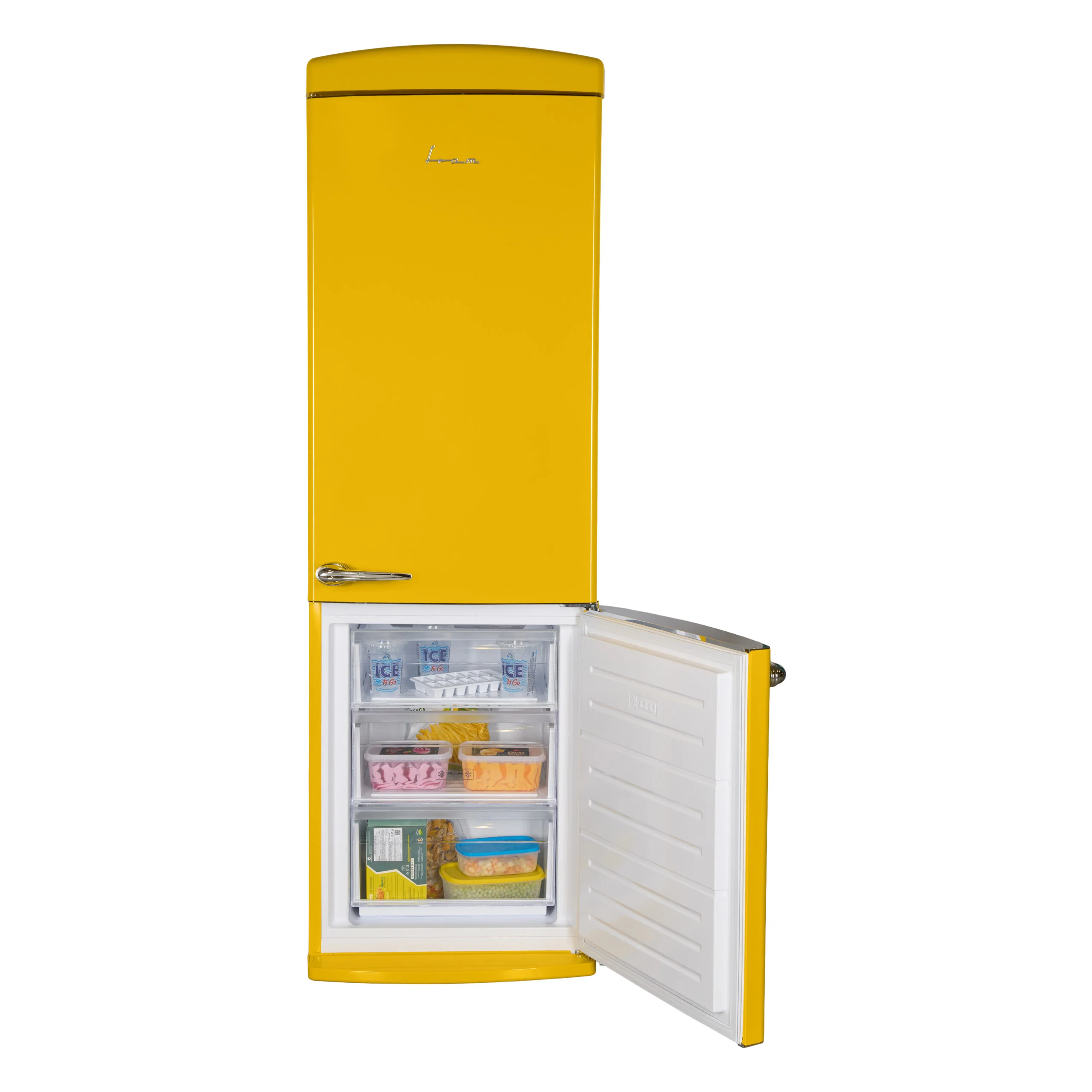 Combina frigorifica Fram FC-VRR341YLE++, 340l, Iluminare LED, Control mecanic cu termostat ajustabil, Clasa E, Galben [3]