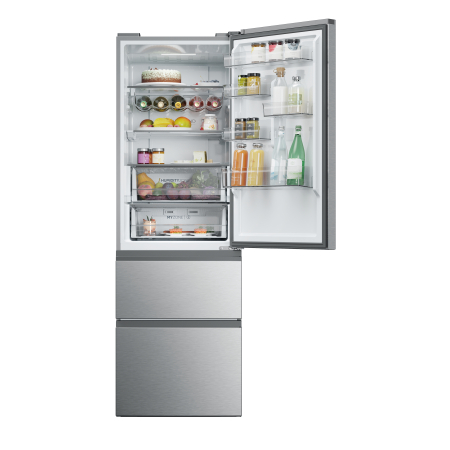 Combina frigorifica Haier 3D 60 Seria 5,, 360 l, Clasa D, No Frost, Afisaj Electronic, Iluminare LED, H 185 cm Argintiu [1]