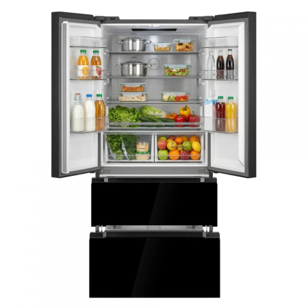 Combina frigorifica HEINNER HCFD-M516INVHGBKE++, No Frost, 516 l, Clasa E, Compresor inverter, Sticla Neagra [2]