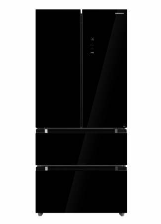Side-By-Side - Combina frigorifica HEINNER HCFD-M516INVHGBKE++, No Frost, 516 l, Clasa E, Compresor inverter, Sticla Neagra