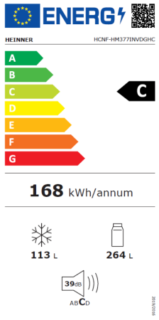 Combina frigorifica HEINNER HCNF-HM377INVDGHC, No Frost, 377 l, Clasa: C, Compresor Inverter, Antracit [2]