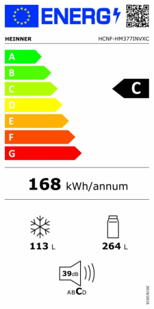 Combina Frigorifica Heinner HCNF-HM377INVXC, No Frost, 377 L, Compresor Inverter, Dual Fresh Zone, Display Touch, Aspect Inox [2]