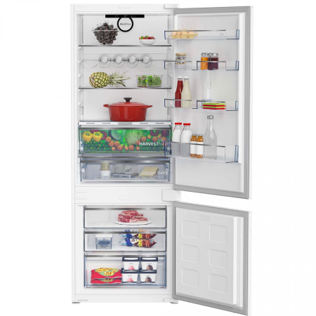 BUCATARIE - Combina frigorifica incorporabila Beko BCNE400E40SN, 370 l, No Frost, Raft sticle, HarvestFresh, Display touch control, Clasa E, H 194 cm, Alb
