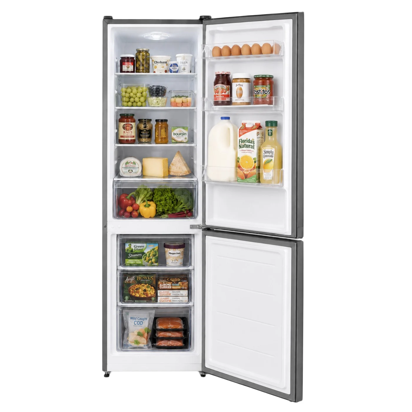 Combina frigorifica LDK CF-268S, Capacitate 268 l, Less Frost, Termostat reglabil, Iluminare LED, H 175 cm, Clasa E, Argintiu [4]