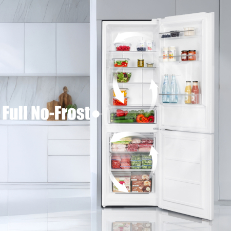 Combina frigorifică Samus SCW396NFDE, 286 L net (210 L frigider + 83 L congelator), Full No‑Frost, dozator de apă, LED, clasa E, uși reversibile [5]