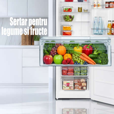 Combina frigorifică Samus SCW396NFDE, 286 L net (210 L frigider + 83 L congelator), Full No‑Frost, dozator de apă, LED, clasa E, uși reversibile [9]