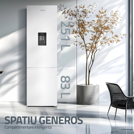 Combina frigorifica Samus SCW506NFDE, 324 L, Full No Frost, Dozator apă, Control electronic LED, Clasa E, Alb [6]