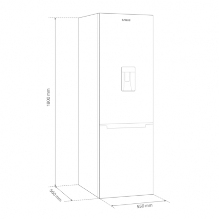 Combina frigorifica Samus SCX344ED, 260 litri, clasa E, inaltime 180 cm, dozator de apa, termostat reglabil, usi reversibile, lumina interioara tip LED, picioare reglabile, argintie [2]