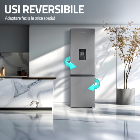 Combina Frigorifică Samus SCX357NFDE, 251L, Full No Frost, Clasa E, Termostat Reglabil, Uși Reversibile, Iluminare LED, Inox [11]