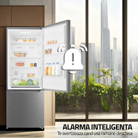 Combina frigorifica Samus SCX755NFE, 435 l, Full No Frost, Afisaj electronic LCD, Termostat electronic reglabil, 3 sertare la congelator, H 188 cm, Inox/Argintiu [9]
