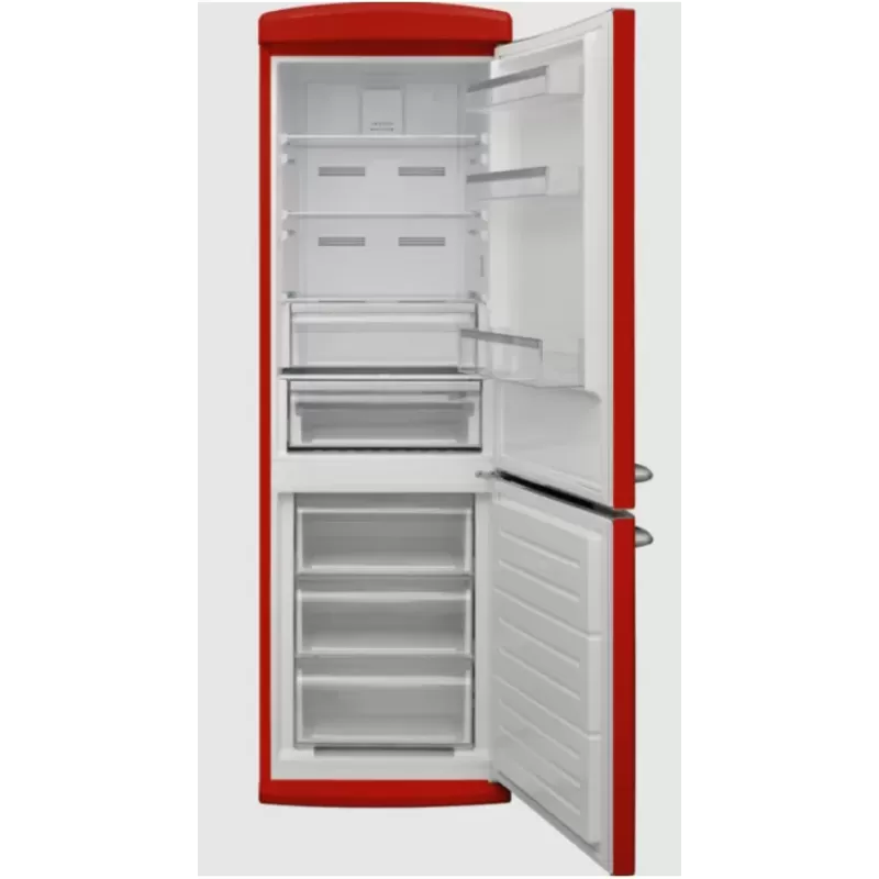 Combina frigorifica, Studio Casa, Retro, H 190 cm, 330 l, tehnologie No-Frost, panou control LED, functie congelare rapida, mod eco, iluminat interior, rosu [3]