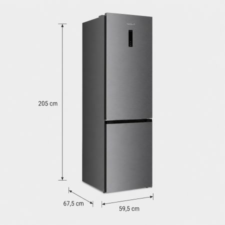 Combina frigorifica Tesla RC3800FHXC, 377 L, Total No Frost, Compresor Inverter, Clasa C, 264 L frigider, 113 L congelator, Metal Cooling, Multi Air Flow, Display electronic, H 200.5 cm, Inox [1]