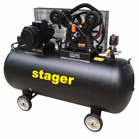 Compresor aer Stager HMV0.6/370-10, 370L, 10bar, 600L/min, trifazat, angrenare curea [1]