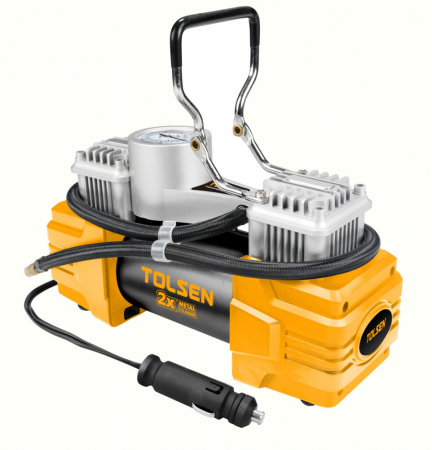 Compresoare - Compresor auto 2 cilindri, 200 W, 100 PSI, 12 V, LED, 40 l/min