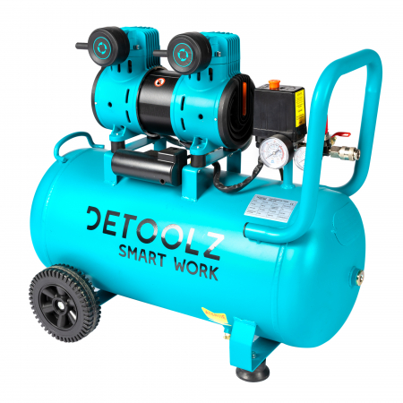 Compresor fara ulei, 50 l, 1680 W, debit 214L/min, 8 bar, 2 prize de aer, Detoolz [16]