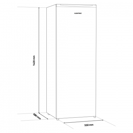 Congelator Albatros CA215NE 185L – 4 Sertare Transparențe, 1 Raft Glisant, Clasa Energetică E, Capacitate Congelare 7.8 kg/24h, Termostat Reglabil, Dezghețare Manuală, Ușă Reversibilă, Picioare Reglab [2]