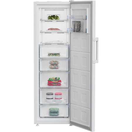 Congelator Beko B5RFNE314W, 286 l, 8 sertare, Clasa E, No Frost, Compresor ProSmart Inverter, Compartiment MaxStore, Usi reversibile, Rafturi usa, H 186.5 cm, Alb [2]