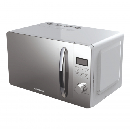 BUCATARIE - Cuptor cu microunde Albatros MWA-20D3S, Afisaj digital, 20 Litri, Putere de 700 W, 5 Trepte de putere, 8 Programe de preparare, Argintiu