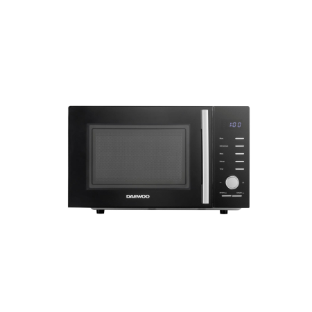 Marelvi - Cuptor cu microunde Daewoo, control digital, 25 litri, putere 850 W, 5 niveluri de putere, 8 retete presetate, display led alb, platou rotativ de 28,5 cm, culoare: Negru