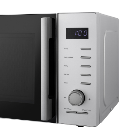 Cuptor cu microunde Daewoo, control digital, 25 litri, putere 850 W, 5 niveluri de putere, 8 retete presetate, display led alb, platou rotativ de 28,5 cm, culoare: Silver [4]
