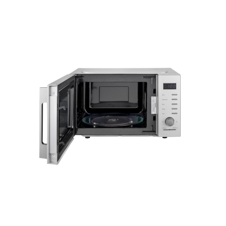 Cuptor cu microunde Daewoo, control digital, 25 litri, putere 850 W, 5 niveluri de putere, 8 retete presetate, display led alb, platou rotativ de 28,5 cm, culoare: Silver [1]