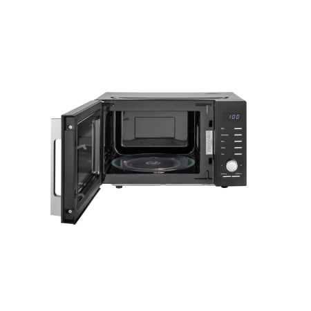 Cuptor cu microunde Daewoo, control digital, 25 litri, putere 850 W, 5 niveluri de putere, 8 retete presetate, display led alb, platou rotativ de 28,5 cm, culoare: Negru [1]