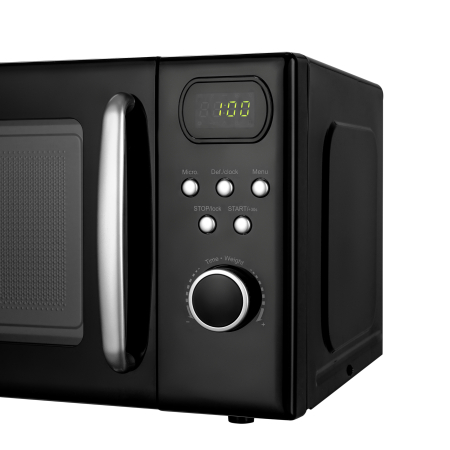 Cuptor cu microunde Daewoo, control digital (tip ceas), 20 litri, 700 W, 8 programe, 5 niveluri de putere, farfurie interioara: 25,5 cm, cavitate interioara vopsita: gri, functie dezghetare: greutate [3]