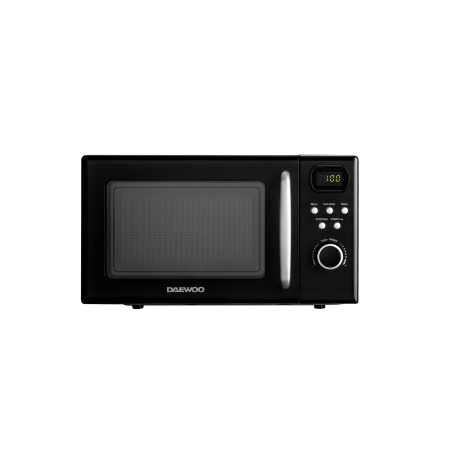Cuptor cu microunde Daewoo, control digital (tip ceas), 20 litri, 700 W, 8 programe, 5 niveluri de putere, farfurie interioara: 25,5 cm, cavitate interioara vopsita: gri, functie dezghetare: greutate [0]