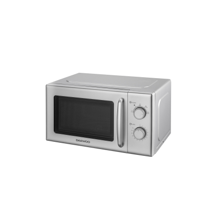Cuptor cu microunde Daewoo, control mecanic, 20 litri, putere 700 W, 5 niveluri de putere, farfurie interioara de 25,5 cm, culoare cavitate interioara: alb, culoare: Silver [1]
