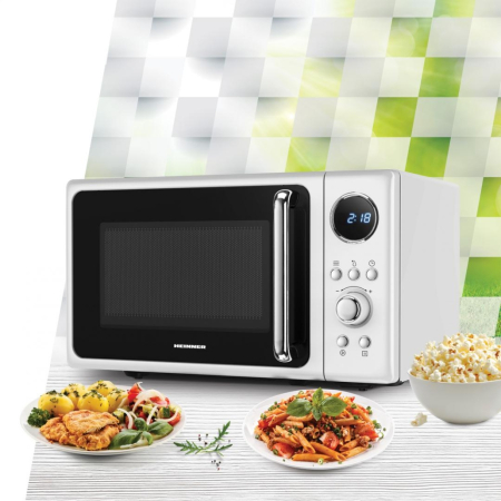 Cuptor cu microunde Heinner HMW-MD20DRWH, 20L, 800W, Control digital, Afisaj LED, 5 trepte putere, Decongelare, Timer 95 min, Alb [3]