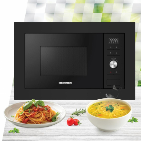 Cuptor cu microunde incorporabil Heinner HMW-MDBI28GDBK, 28L, 900W, Grill 1000W, Control digital, 21 programe, Afisaj digital, Sticla neagra [1]