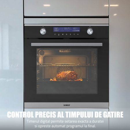 Cuptor Electric 74L, Clasa A+, 13 Funcții, Touch Control LED, Panou Sticlă Neagră – Grill, Convectie 3D, Autocurățare Catalitică + Accesorii Incluse [9]