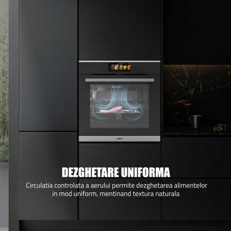 Cuptor Electric 74L, Clasa A+, 15 Funcții, Touch Control TFT, Panou Sticlă Neagră – Grill, Air Fryer, Curatare catalitica, Ventilator, Timer Digital, Deshidratare + Accesorii Incluse [7]