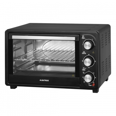 Cuptoare electrice - Cuptor Electric Albatros A23B2 – 23L, Putere 1380W, Geam Dublu, Rezistență Sus/Jos, Control Temperatură 90–230°C, Culoare Neagră
