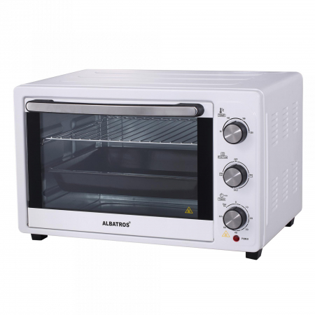 Cuptoare electrice - Cuptor Electric Albatros A35W2 – 35L, Putere 1500W, Geam Dublu, Rezistență Sus/Jos, Control Temperatură 90–230°C, Culoare Albă