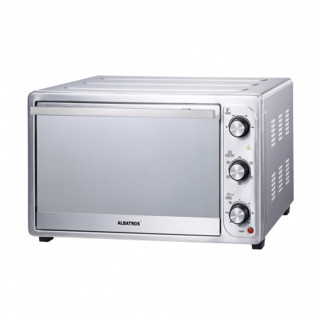 Cuptoare electrice - Cuptor Electric Albatros A45CRX2, 45L, 1800W, Rotisor, Convecție, Temporizator, Geam Oglindă, Inox